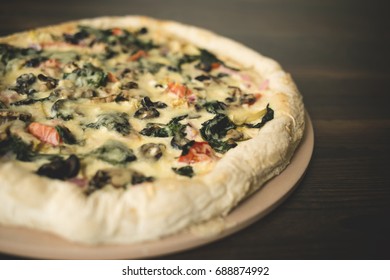 Homemade Spinnach Artichoke Pizza