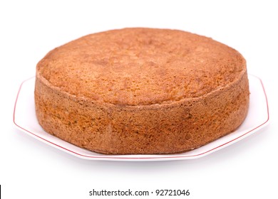 Homemade Sponge Cake Isolated On White Background