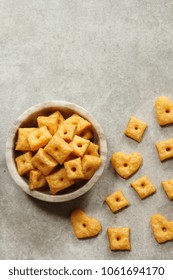 Homemade Square Cheese Crackers In A Bowl