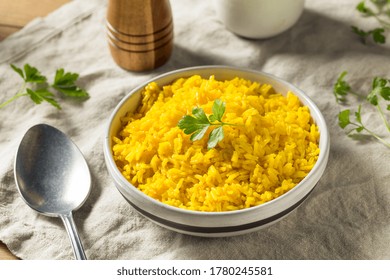 Homemade Steamed Turmeric Rice In A Bowl