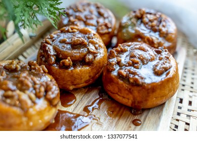 Homemade Sticky Buns Closeup.