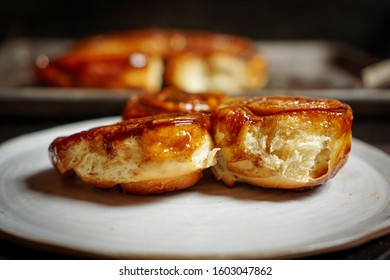 Homemade Sticky Buns On A Plate.