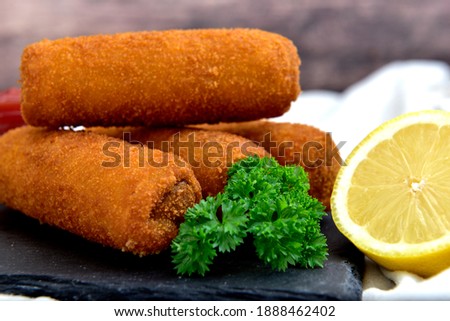 Homemade stuffed croquettes with lemon and parsley Zdjęcia stock © 
