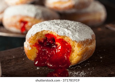 Homemade Sugary Paczki Donut with Cherry Filling