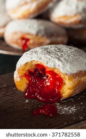 Homemade Sugary Paczki Donut with Cherry Filling