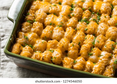Homemade Tater Tot Hotdish Casserole with Beef and Cheese - Shutterstock ID 1274546050