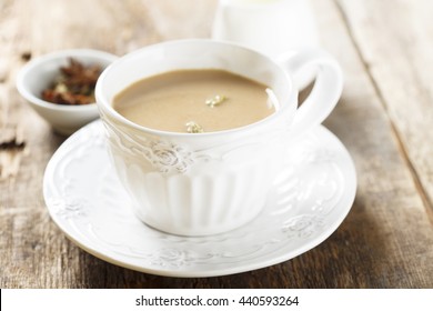 Homemade tea with milk or chai latte