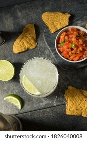 Homemade Tequila Lime Margarita With Chips And Salsa