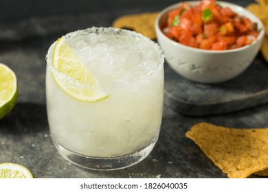 Homemade Tequila Lime Margarita With Chips And Salsa