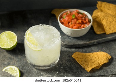 Homemade Tequila Lime Margarita With Chips And Salsa