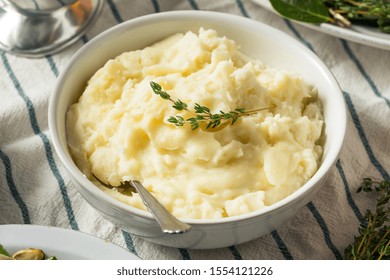 Homemade Thanksgiving Garlic Mashed Potatoes With Salt And Pepper