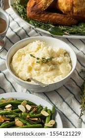 Homemade Thanksgiving Garlic Mashed Potatoes With Salt And Pepper