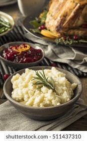 Homemade Thanksgiving Mashed Potatoes With Butter And Rosemary