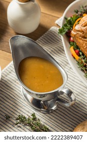 Homemade Thanksgiving Turkey Gravy In A Boat