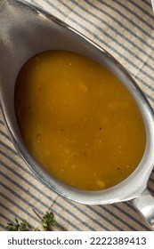 Homemade Thanksgiving Turkey Gravy In A Boat