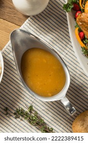 Homemade Thanksgiving Turkey Gravy In A Boat