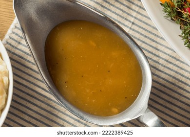 Homemade Thanksgiving Turkey Gravy In A Boat