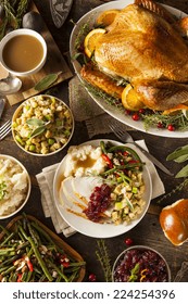 Homemade Thanksgiving Turkey On A Plate With Stuffing And Potatoes