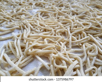 Homemade thin bar-shaped noodles-pasta - Shutterstock ID 1375986797