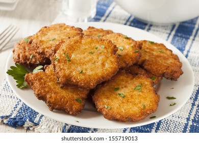 Homemade Traditional Potato Pancake Latke On A Background