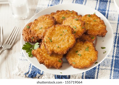 Homemade Traditional Potato Pancake Latke On A Background