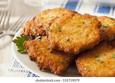 Homemade Traditional Potato Pancake Latke On A Background