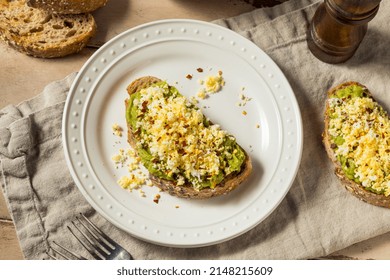 Homemade Trendy Grated Egg Toast with Avocado and Salt