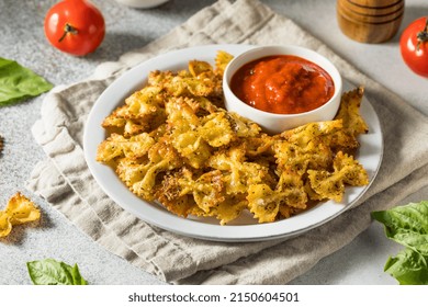 Homemade Trendy Pasta Chips With Marinara Sauce