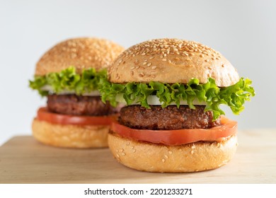 Homemade Vegan Burger With Plant-based Meat