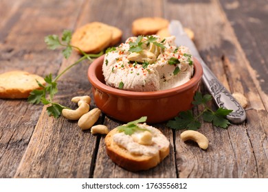 Homemade Vegan Cheese With Pecan Nut And Bread