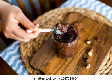 Homemade Vegan Chocolate Hazelnut Spread - Shutterstock ID 1347216824