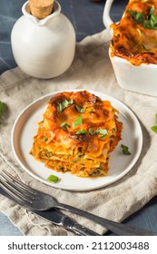 Homemade Vegetarian Veggie Lasagna With Tomato Sauce And Basil