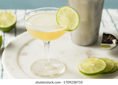 Homemade Vokda Gimlet Cocktail In A Coupe Glass