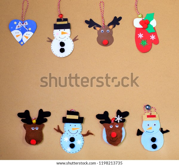 Homemade Winter Toys Christmas Tree Decorations Stock Photo
