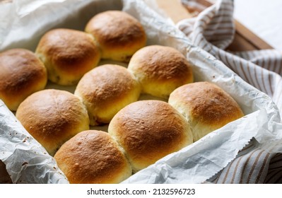 Homemade Yeast Dinner Rolls Stuffed With Rose Jam, Close Up View