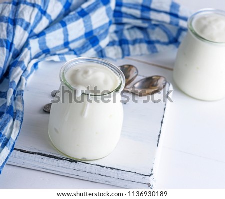 Similar – Image, Stock Photo glass jars with homemade yogurt