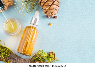 Homeopathic oils, dietary supplements for intestinal health, skin care. Natural cosmetics, oils for skin care on a light background.