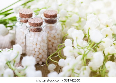 Homeopathic Pills On Color Background