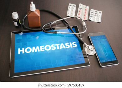 Homeostasis (gastrointestinal disease related) diagnosis medical concept on tablet screen with stethoscope.