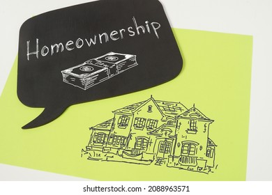 Homeownership is shown on a business photo using the text