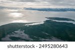 Homer Bay view from above with Alaskan mountains 