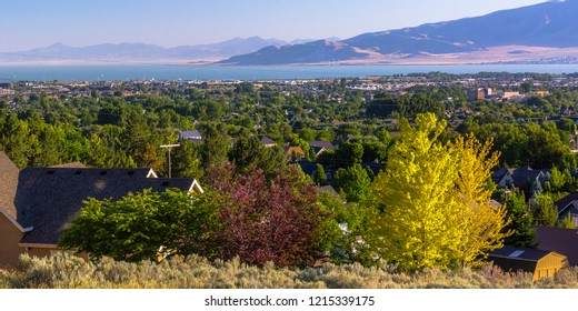 Homes Around Utah Lake And Mountain In Orem Utah