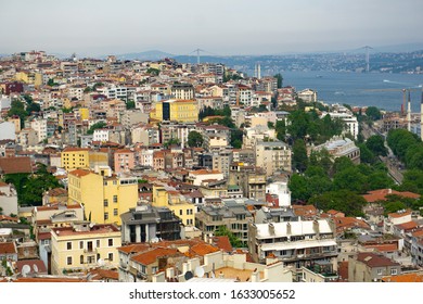 Homes and skyline of Istanbul. Sea bosphorus, with beautiful houses.