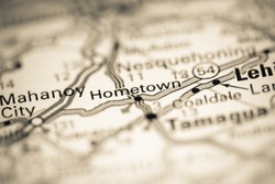 Hometown. Pennsylvania. USA On A Geography Map