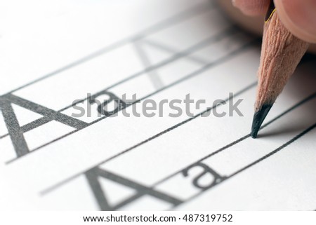 Homework. Learning concept. Learning the alphabet. 
