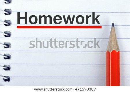 Homework text on notepad and red pencil