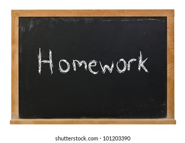 homework written on chalkboard