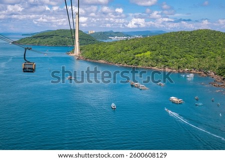Hon Thom cable car system is 7,899m long, with the highest pillar 174m - the world's longest three-wire cable car system across the sea - connecting Phu Quoc with Hon Thom island, Kien Giang, Vietnam
