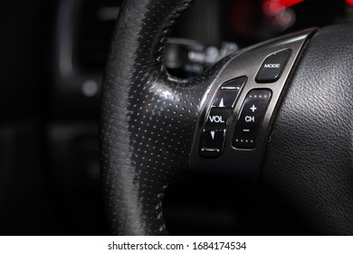 Honda Accord- New black steering wheel with multifunction buttons for quick control phone, music and other function. Novosibirsk, Russia – January 31, 2020.  