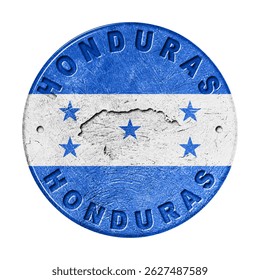 Honduras Flag Button with Map, Retro Style
